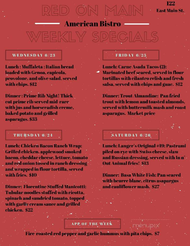Red On Main - Madison, IN menu_pic