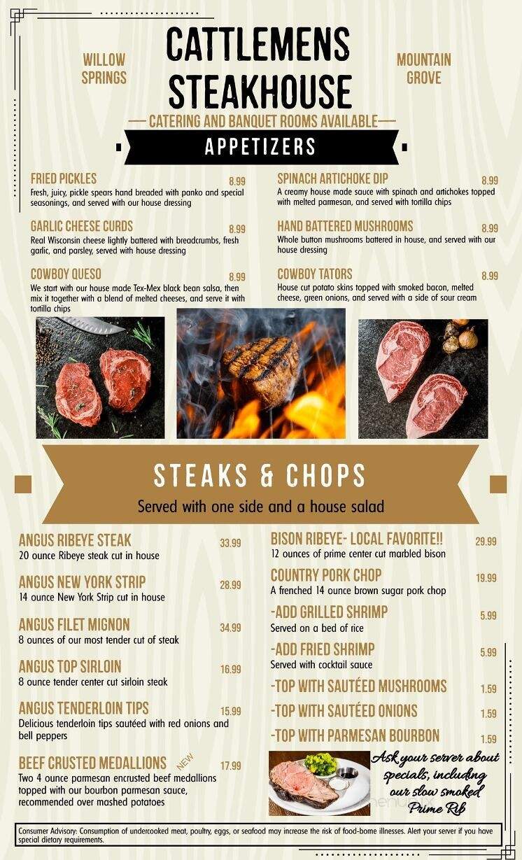 Cattlemen's Steakhouse - Willow Springs, MO menu_pic