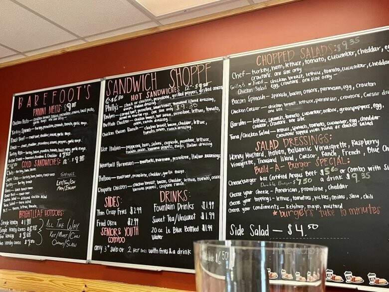 Barefoot's Sandwich Shoppe - Elizabethtown, NC menu_pic