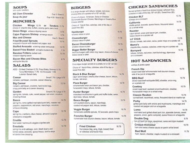 Basco Grill - Eastham, MA menu_pic
