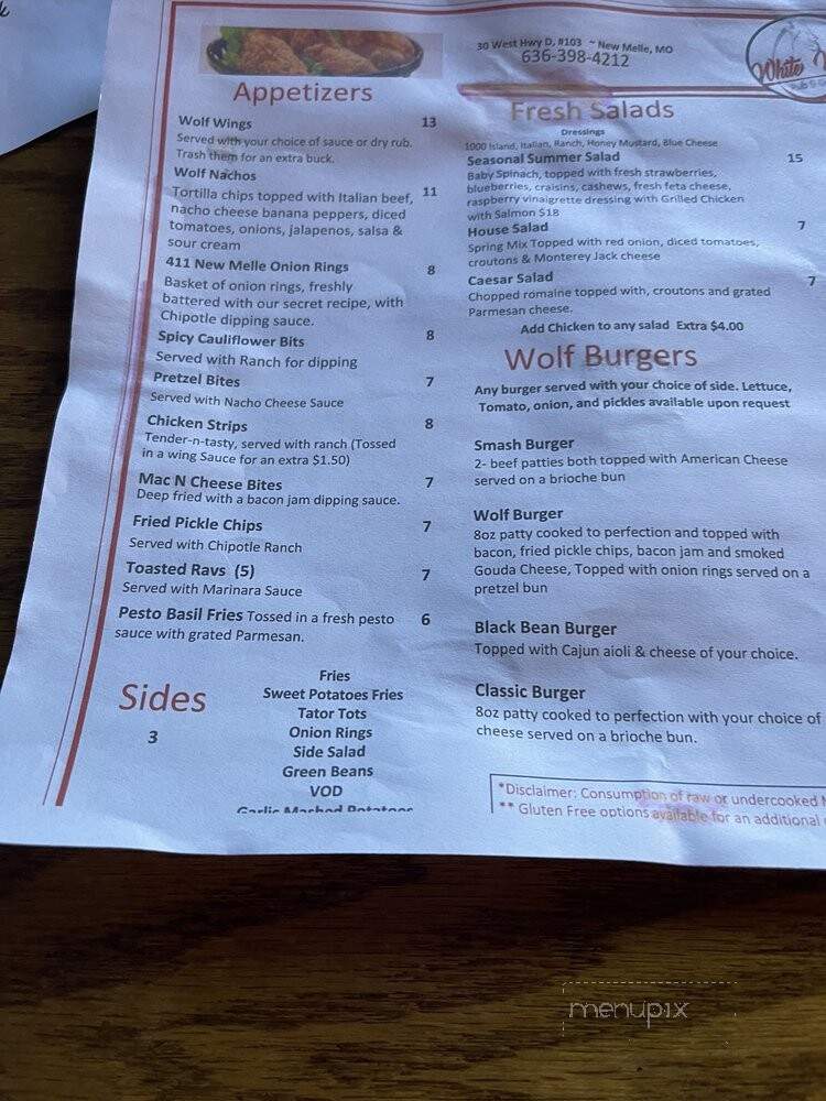 White Wolf Pub and Grill - New Melle, MO menu_pic