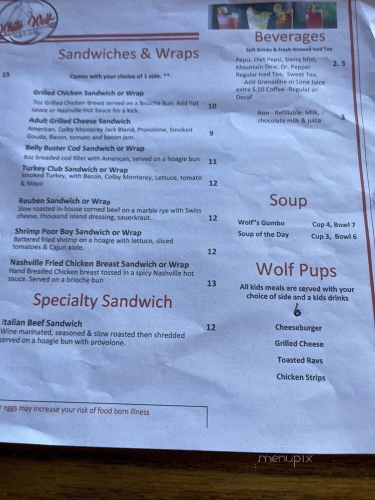 White Wolf Pub and Grill - New Melle, MO menu_pic