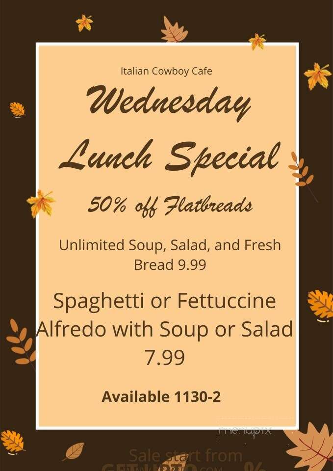 Italian Cowboy Cafe - Sheldon, IA menu_pic