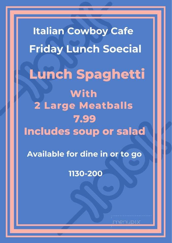 Italian Cowboy Cafe - Sheldon, IA menu_pic