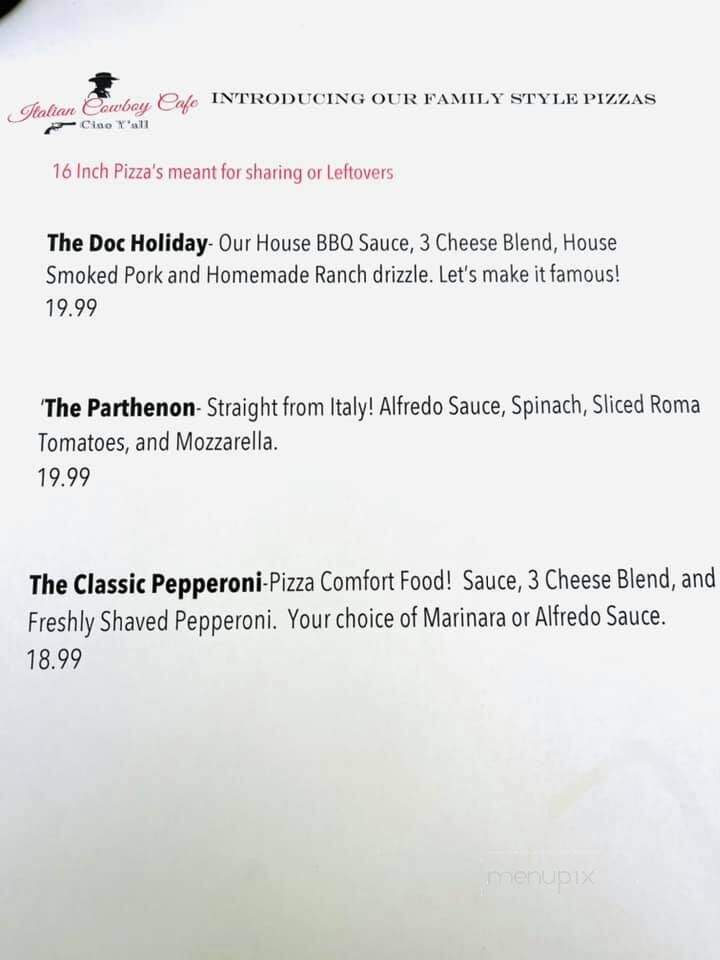 Italian Cowboy Cafe - Sheldon, IA menu_pic