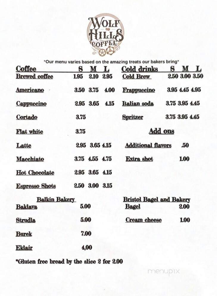 Wolf Hills Coffee - Abingdon, VA menu_pic