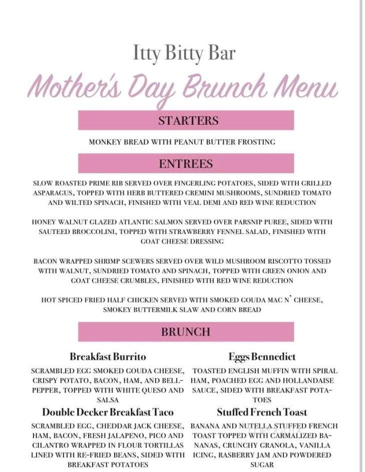 Itty Bitty Bar - Holland, MI menu_pic