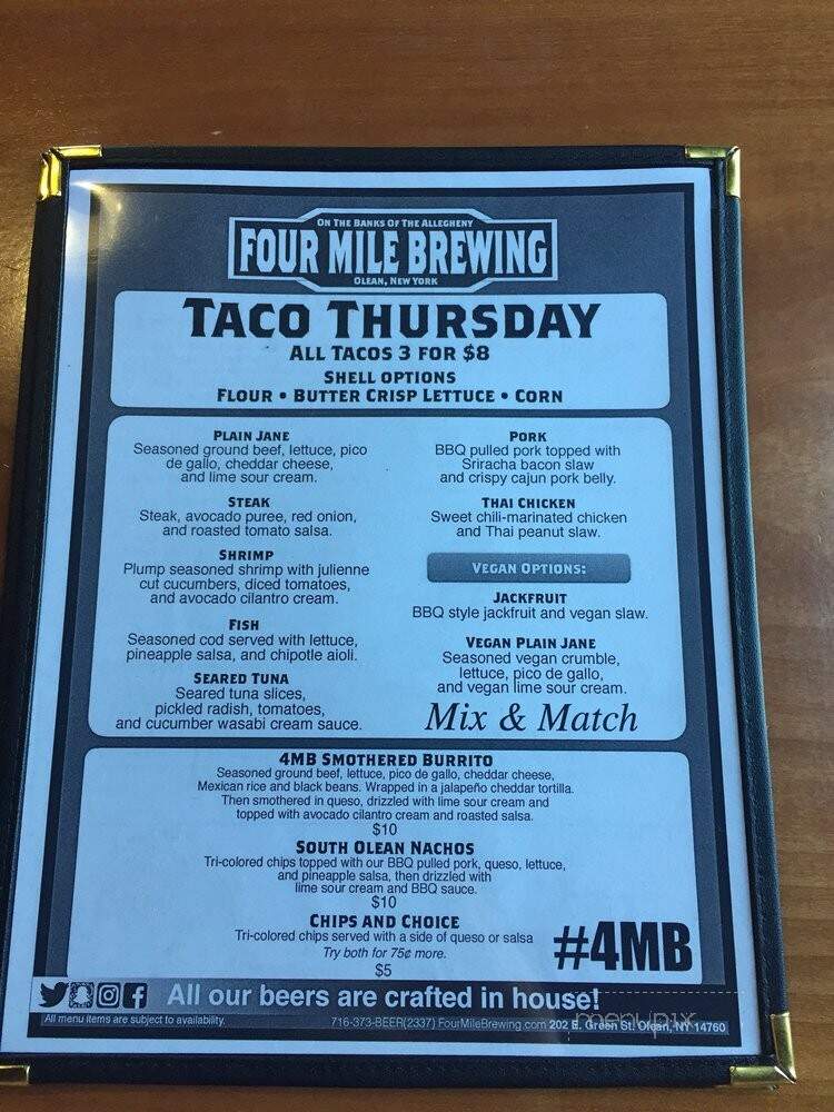 Four Mile Brewing - Olean, NY menu_pic
