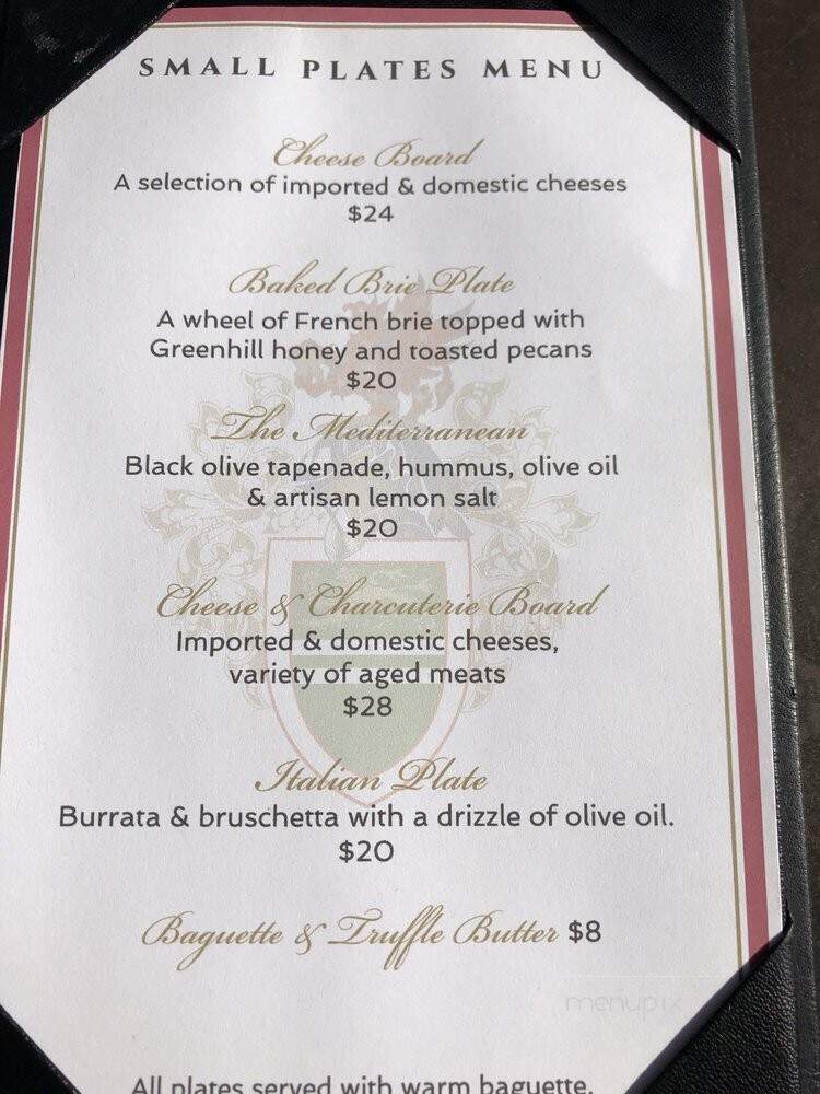 Greenhill Winery & Vineyards - Middleburg, VA menu_pic