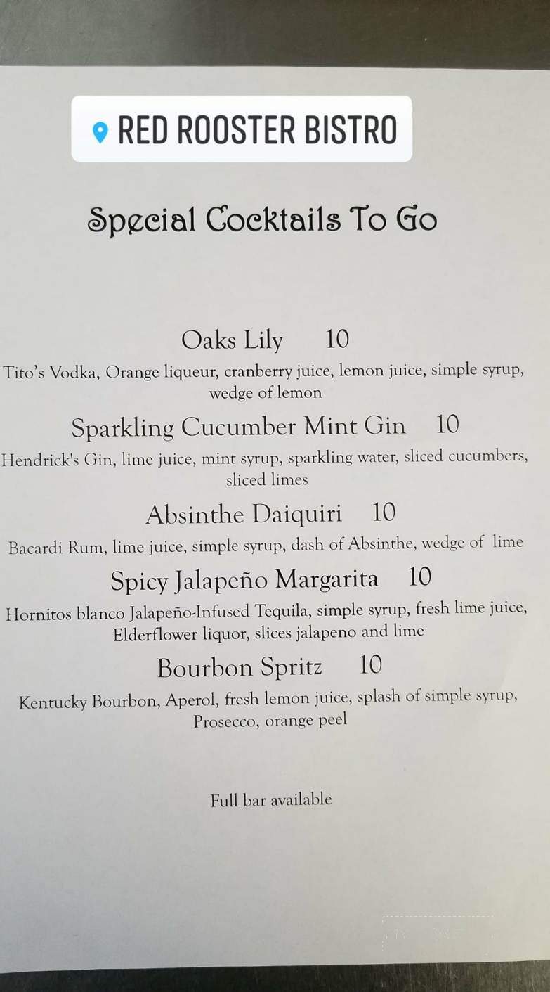 Red Rooster Bistro - Cutchogue, NY menu_pic