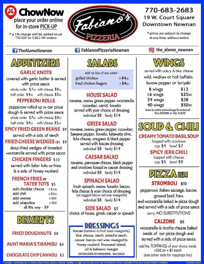 Alamo - Newnan, GA menu_pic