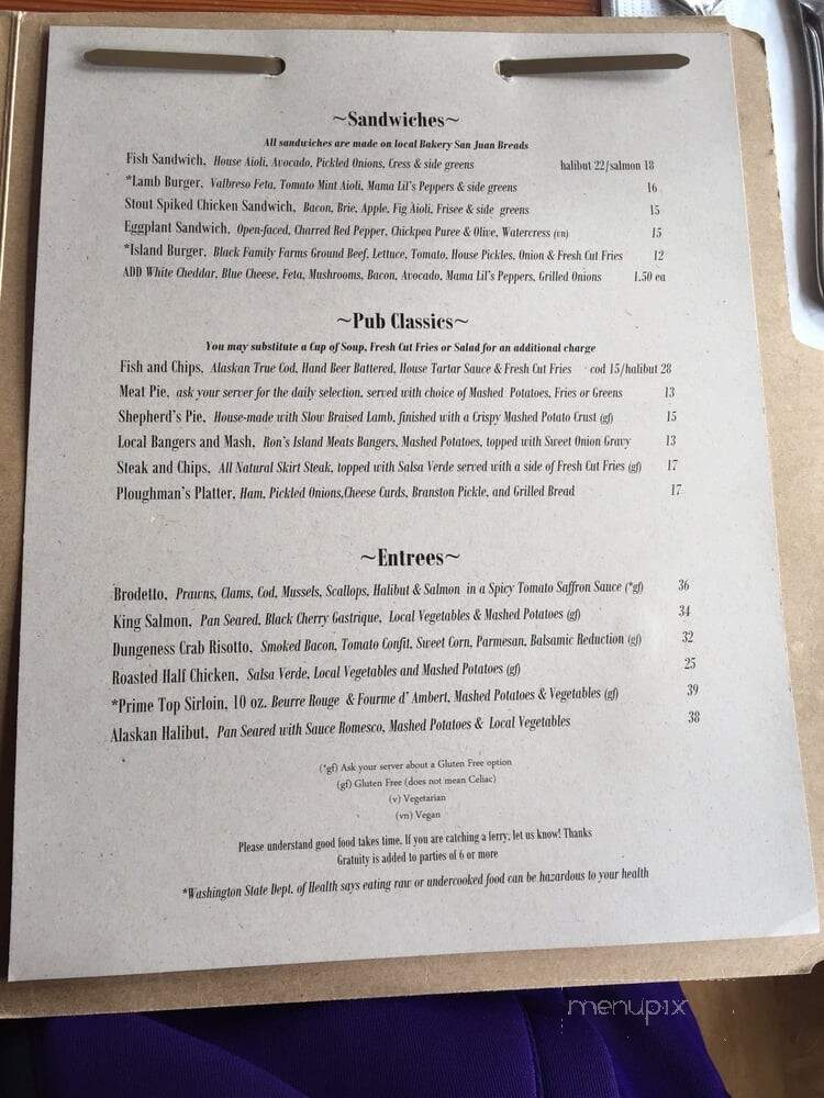 Cask and Schooner Public House and Restaurant - Friday Harbor, WA menu_pic