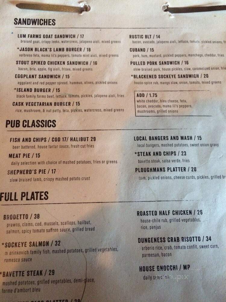 Cask and Schooner Public House and Restaurant - Friday Harbor, WA menu_pic