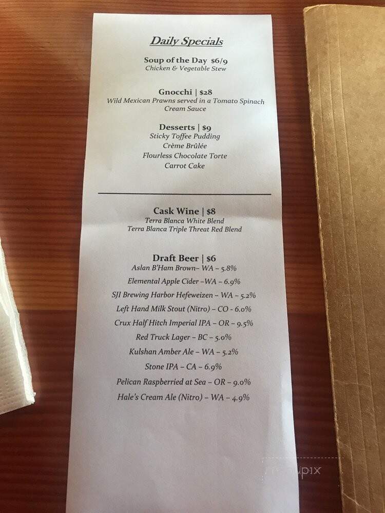 Cask and Schooner Public House and Restaurant - Friday Harbor, WA menu_pic