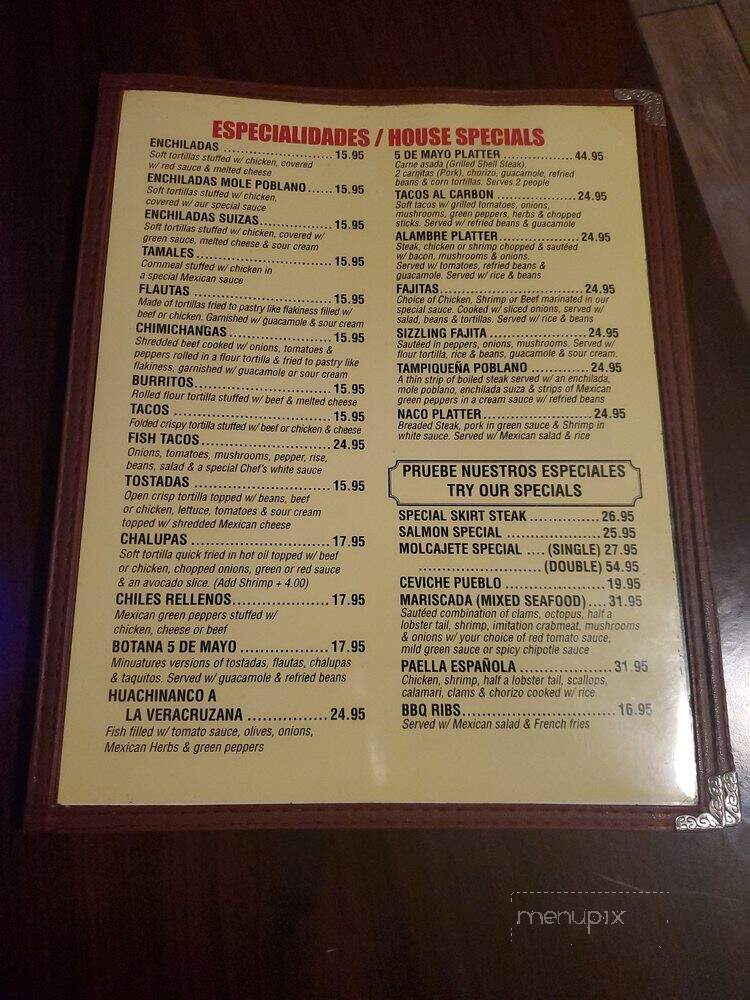 Cinco De Mayo Restaurant - Bloomingdale, NJ menu_pic