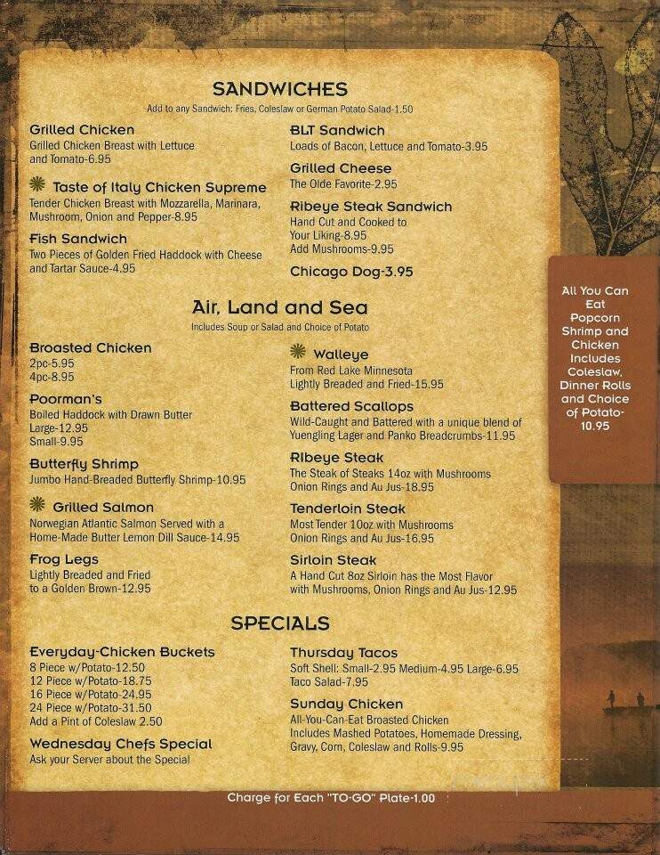 Olde Cedar Inn - West Bend, WI menu_pic