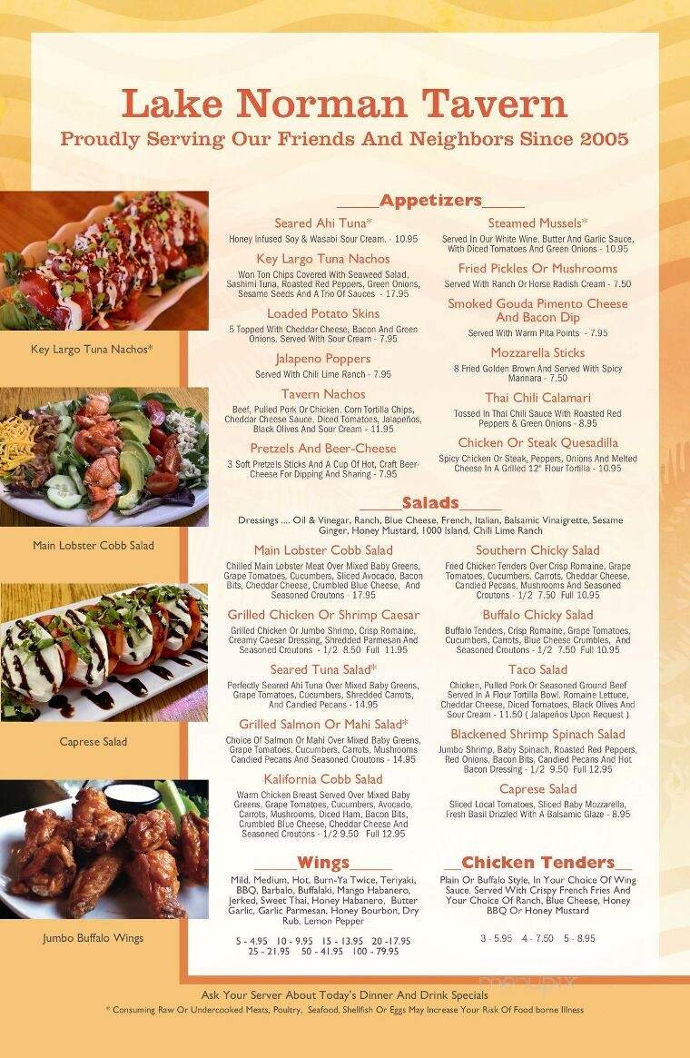 Lake Norman Tavern - Mooresville, NC menu_pic