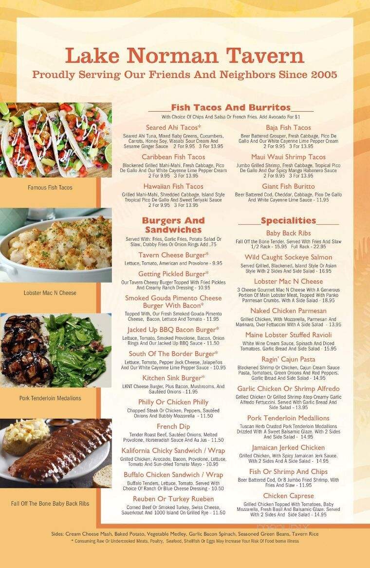 Lake Norman Tavern - Mooresville, NC menu_pic