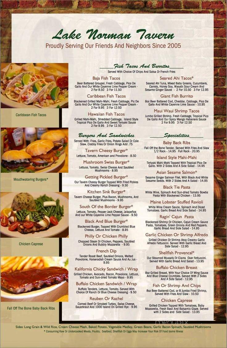 Lake Norman Tavern - Mooresville, NC menu_pic