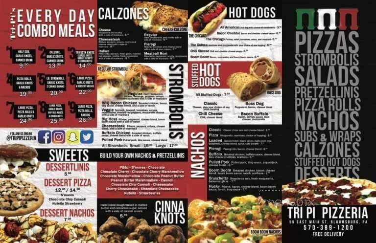 Tri Pi Pizzeria - Bloomsburg, PA menu_pic