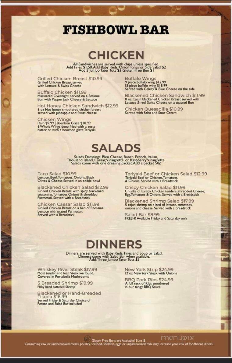 Fishbowl Bar - Danbury, WI menu_pic