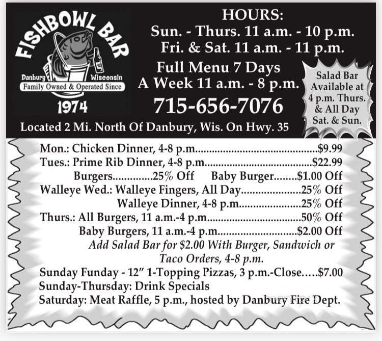 Fishbowl Bar - Danbury, WI menu_pic