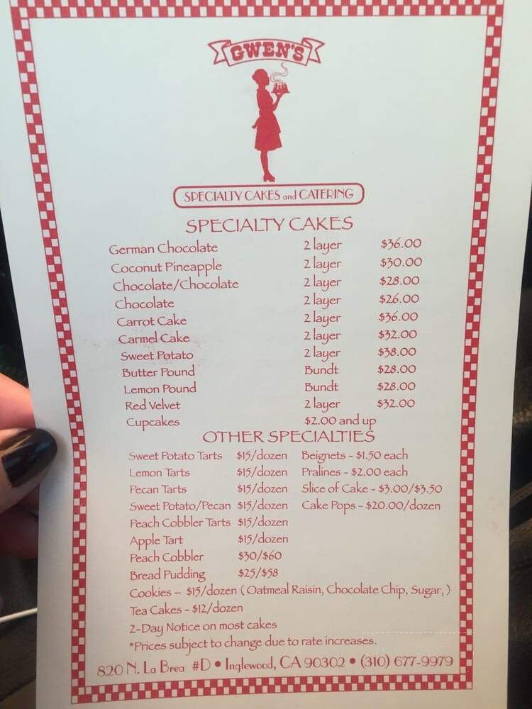 Gwen's Specialty Cakes - Inglewood, CA menu_pic