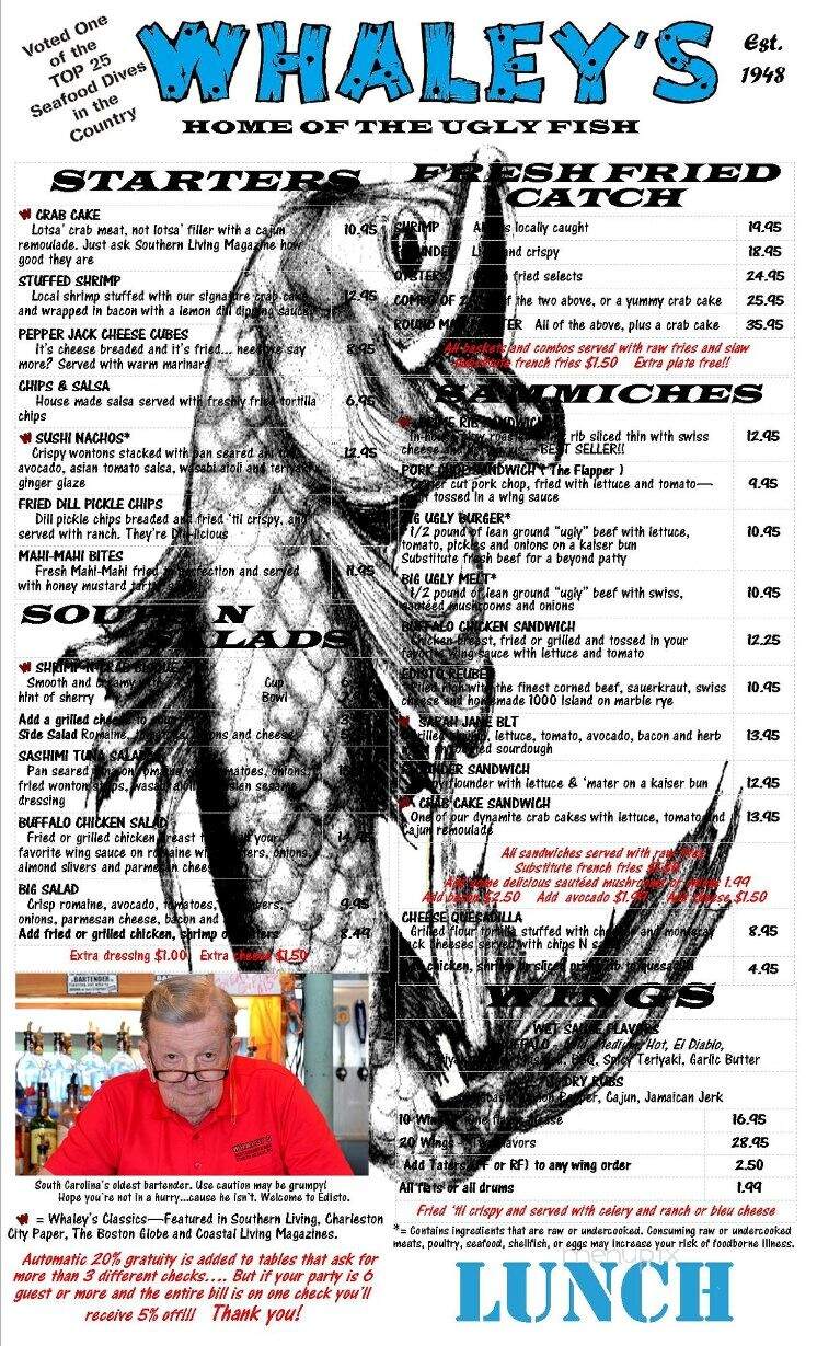 Whaley's - Edisto Island, SC menu_pic