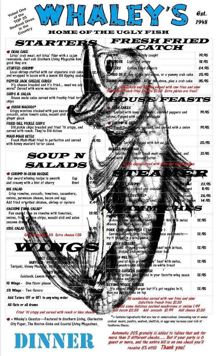 Whaley's - Edisto Island, SC menu_pic