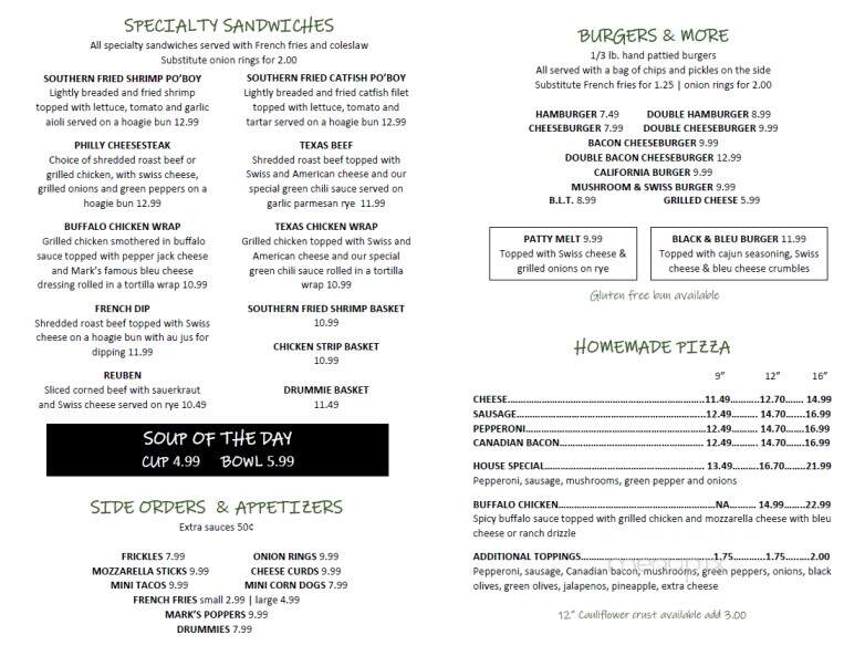 Mark's Bar - McGregor, MN menu_pic