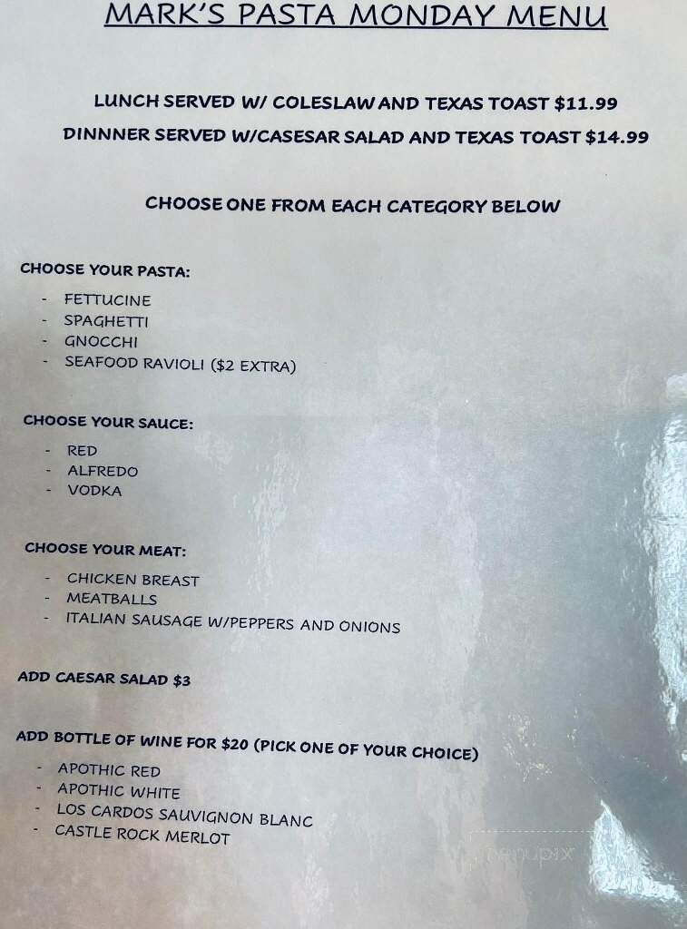 Mark's Bar - McGregor, MN menu_pic