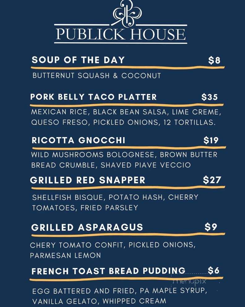 Dillons Publick House - Mountainside, NJ menu_pic