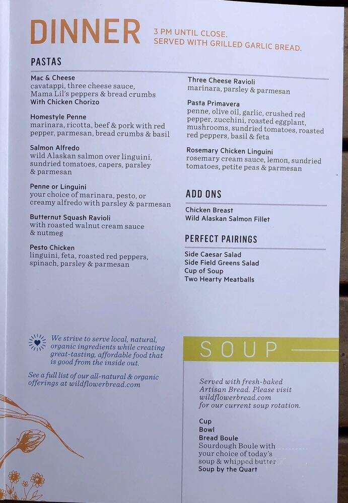 Wildflower Bread Co - Sedona, AZ menu_pic