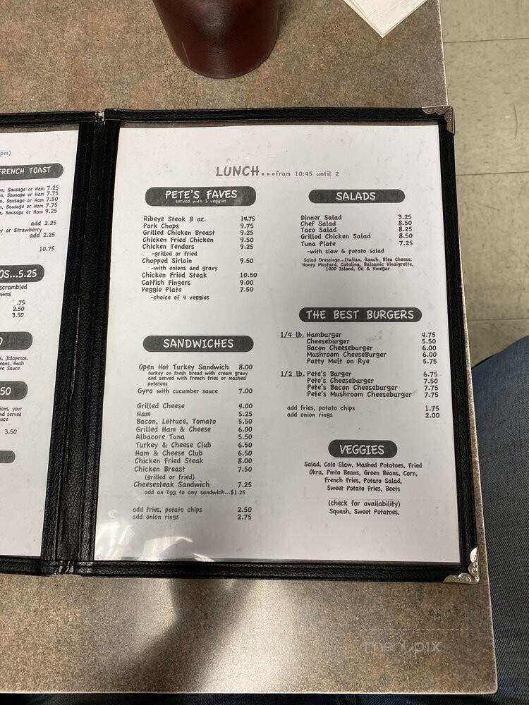 Pete's Cafe - Farmers Branch, TX menu_pic