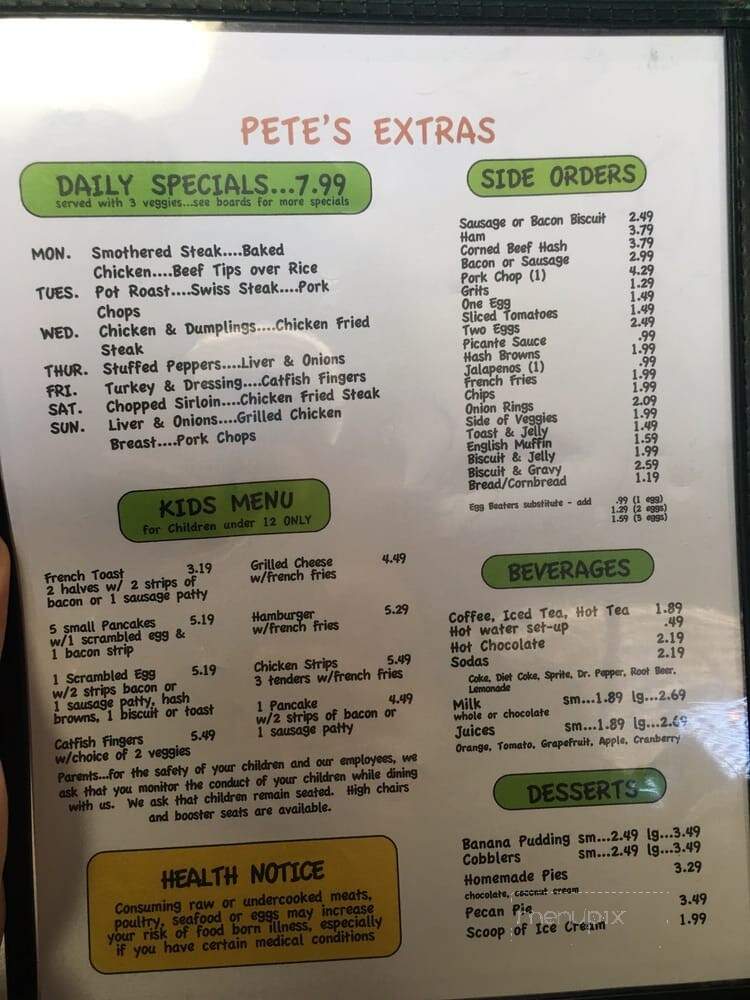 Pete's Cafe - Farmers Branch, TX menu_pic