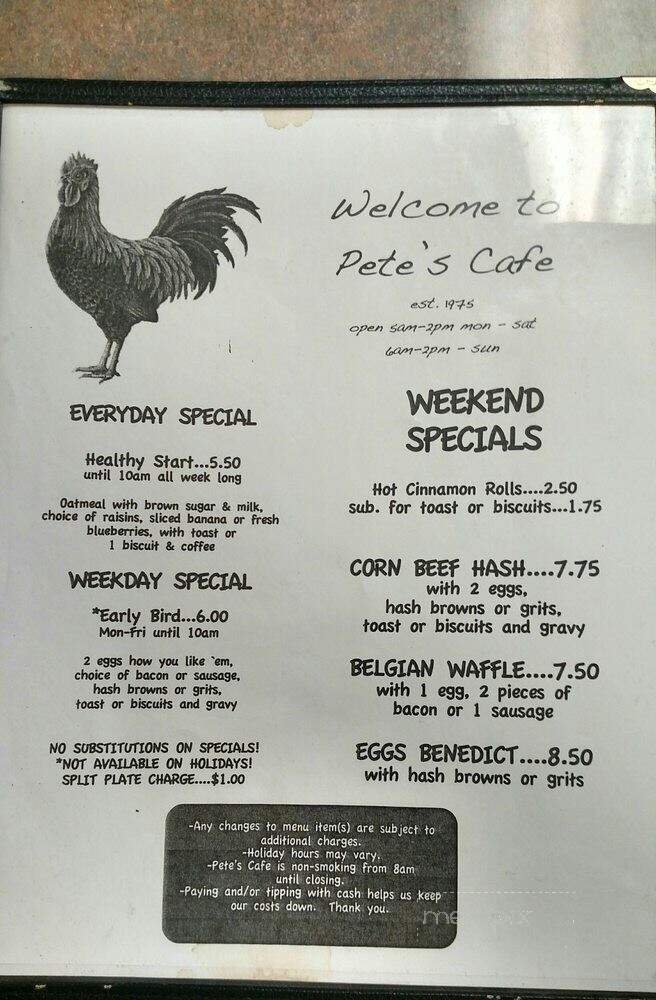 Pete's Cafe - Farmers Branch, TX menu_pic