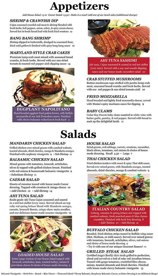 Mama's Italian Restaurant - Perry, FL menu_pic