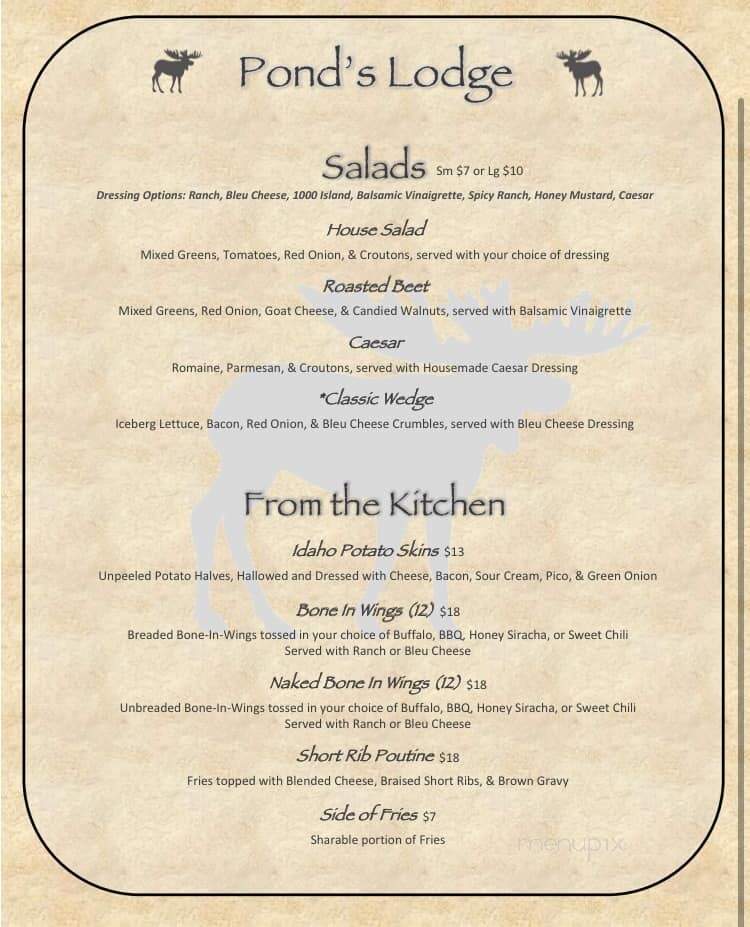 Pond's Lodge - Island Park, ID menu_pic