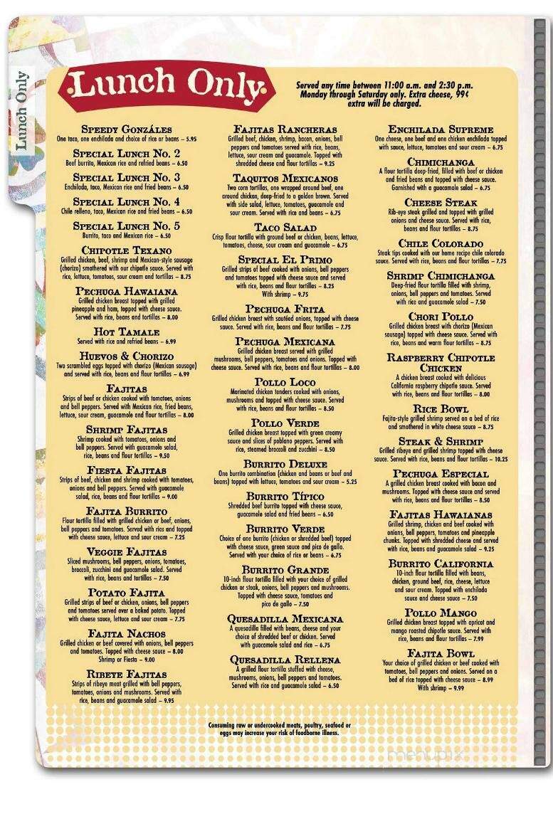 Los Portales Mexican Restaurant - Murray, KY menu_pic