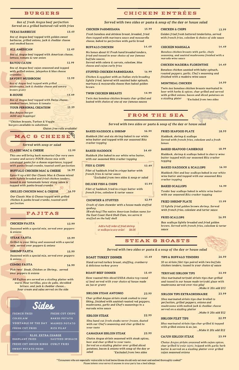 Roast House Restaurant & Pub - Blackstone, MA menu_pic