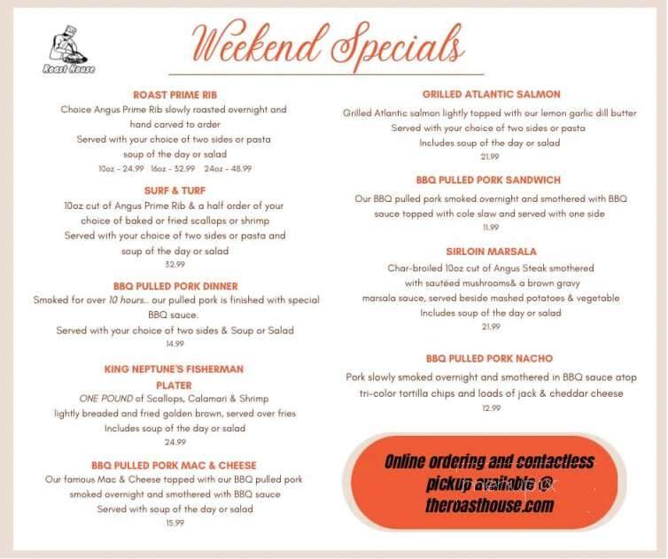 Roast House Restaurant & Pub - Blackstone, MA menu_pic
