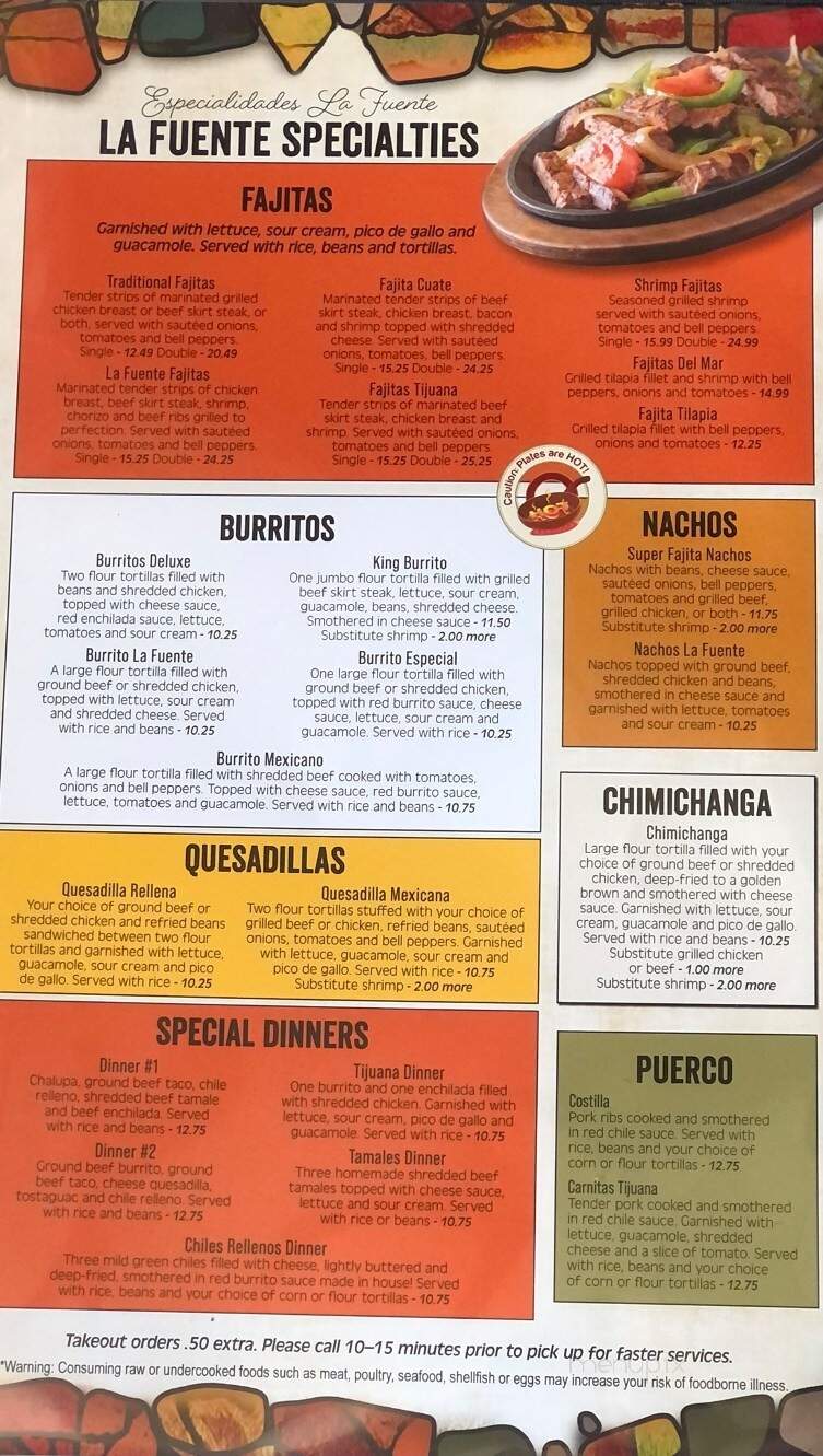 La Fuente Restaurant - Kirksville, MO menu_pic