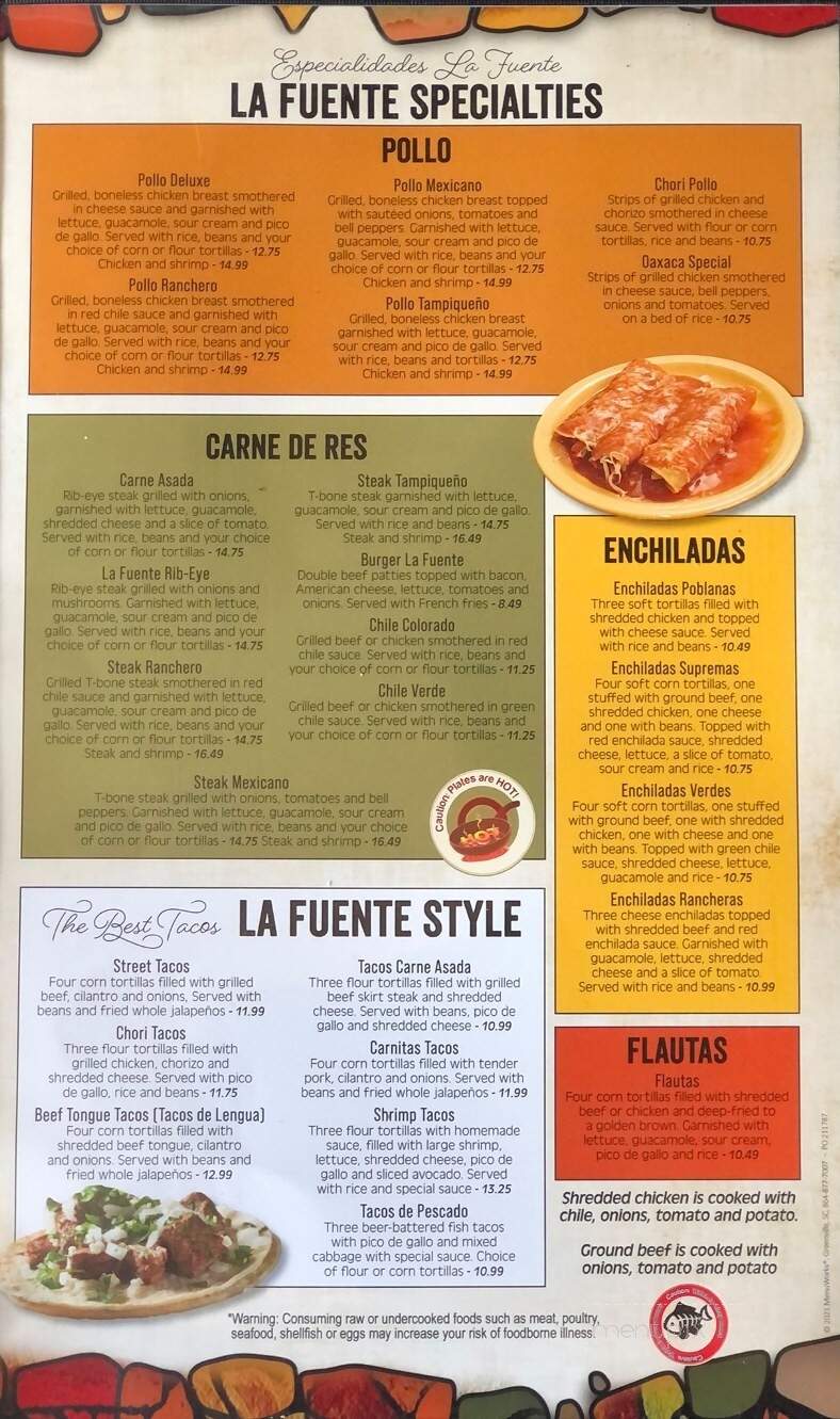 La Fuente Restaurant - Kirksville, MO menu_pic