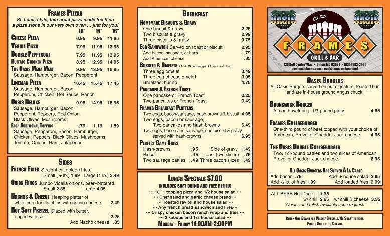 Oasis Lanes - Union, MO menu_pic