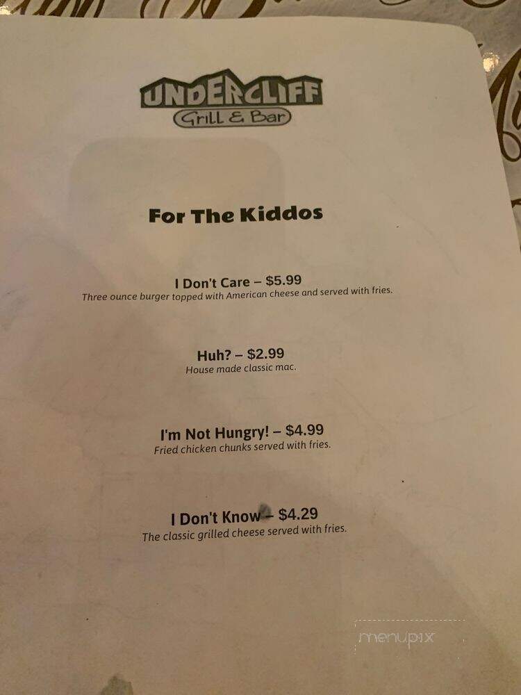 Undercliff Grill & Bar - Joplin, MO menu_pic
