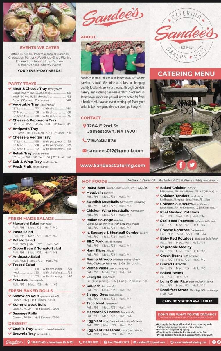 Sandee's Bakery - Jamestown, NY menu_pic