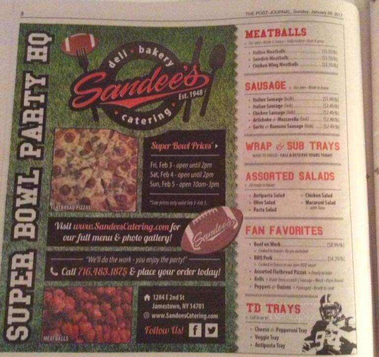 Sandee's Bakery - Jamestown, NY menu_pic