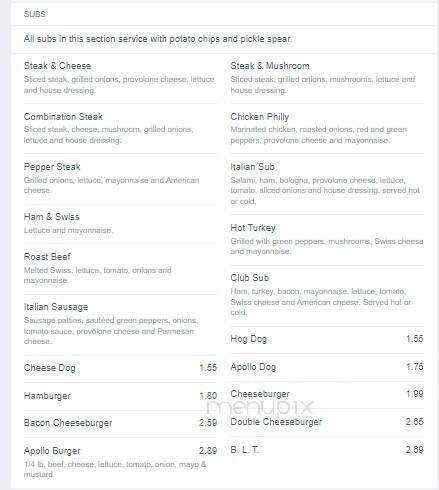 Apollos Sandwiches & Subs - Burlington, NC menu_pic