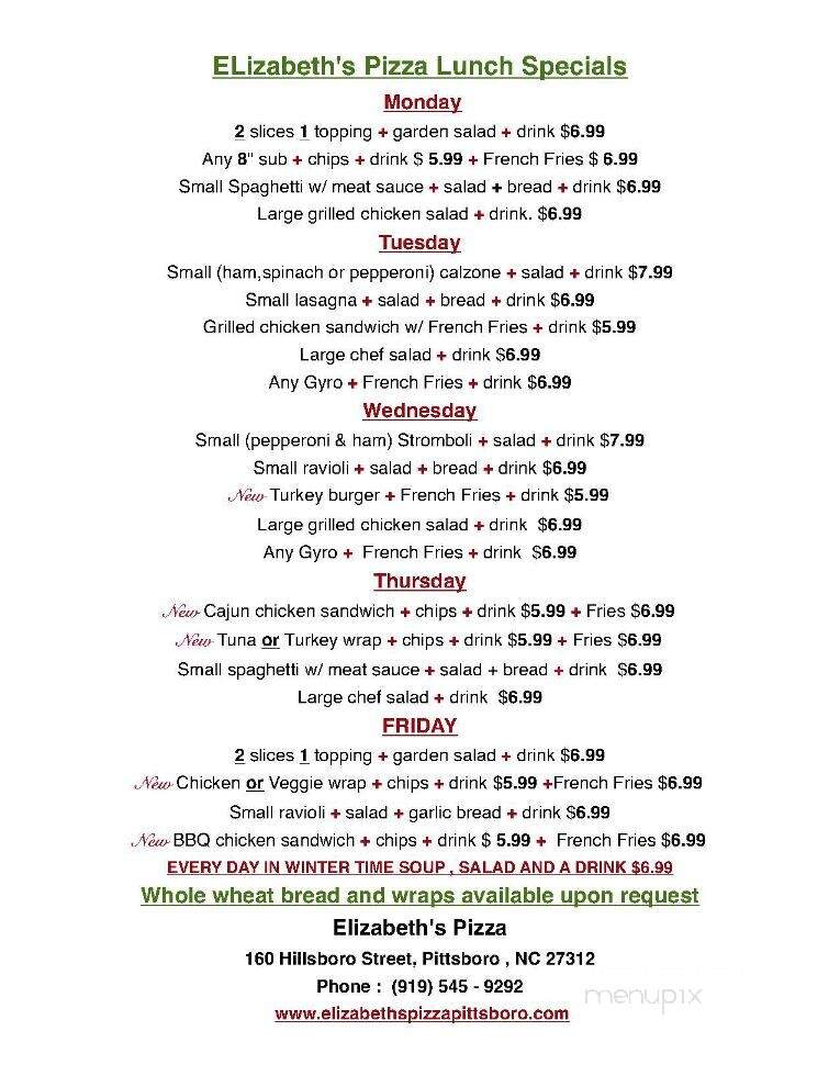 Elizabeth's Italian Restaurant - Pittsboro, NC