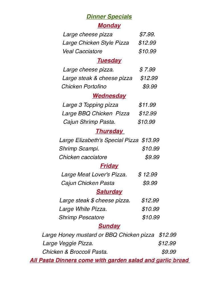 Elizabeth's Italian Restaurant - Pittsboro, NC